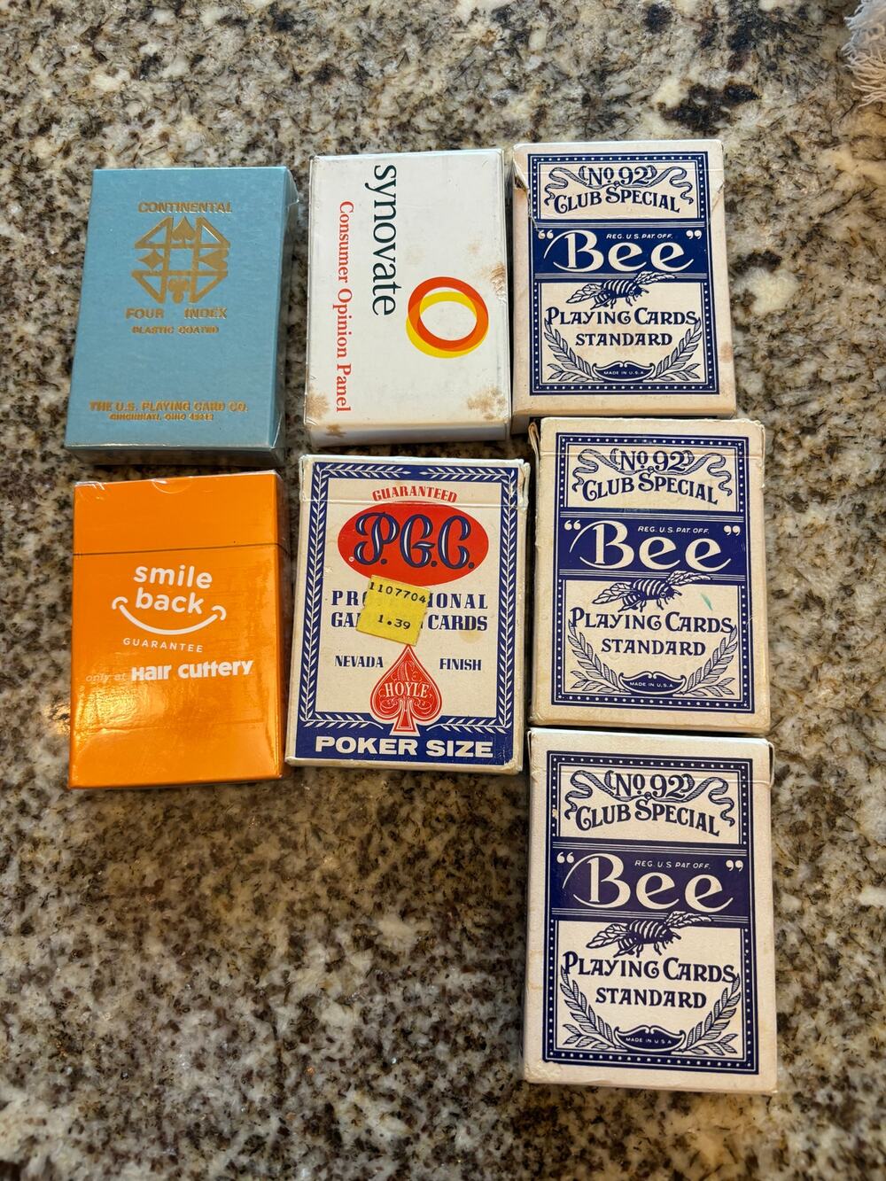 Vintage Lot Bundle 7 Playing Cards Continental Four Index Sealed Bee Club no 92